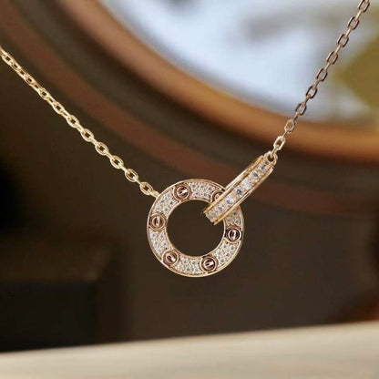 [Luna Brilliance]LOVE  FULL DIAMOND PENDANT NECKLACE