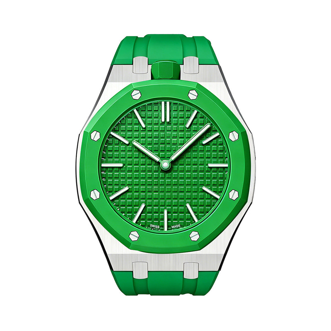 Oak Pop Green Steel Silicone Strap