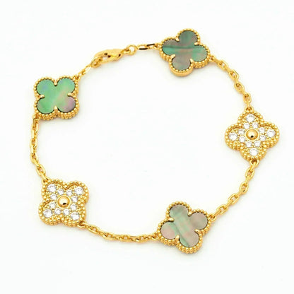 [Luna Brilliance]CLOVER 5 MOTIF GRAY MOP BRACELET COLLECTION