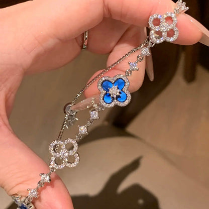 [Luna Brilliance]CLOVER 5 MOTIF PINK BLUE RED WHITE BRACELET