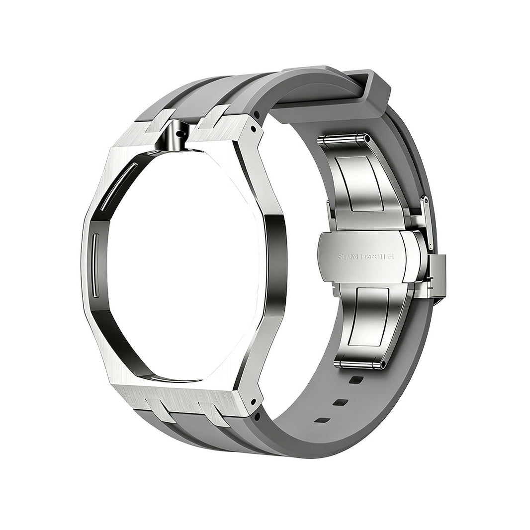 Oak Pop Gray Steel Silicone Strap