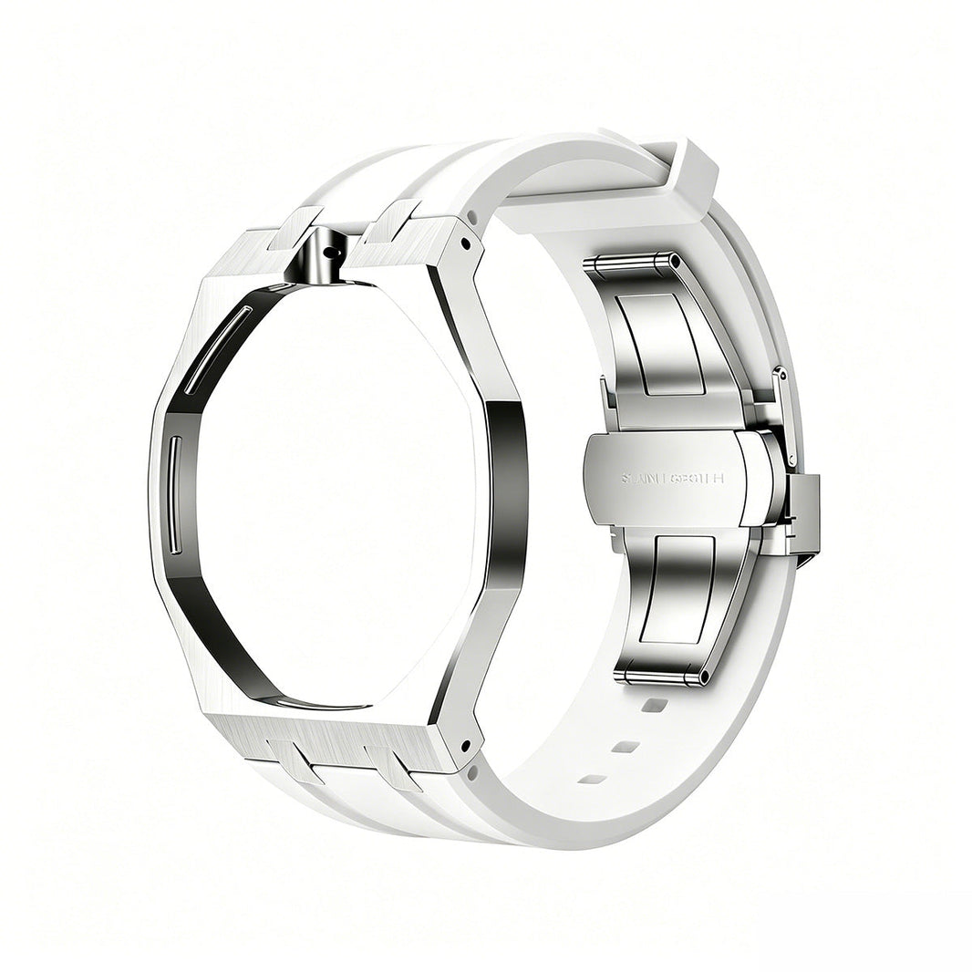 Oak Pop White Steel Silicone Strap