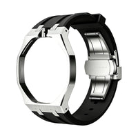 Oak Pop Black Steel Silicone Strap