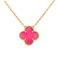 [Luna Brilliance] CLOVER 1 MOTIFS PINK ENAMEL NECKLACE
