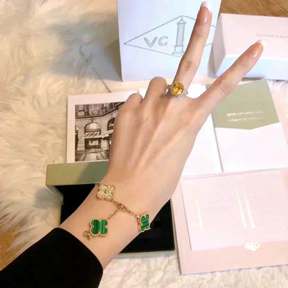 [Luna Brilliance]CLOVER 5 MOTIF MALACHITE BRACELET COLLECTION