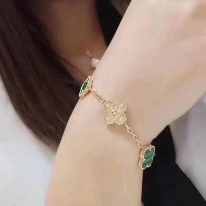 [Luna Brilliance]CLOVER 5 MOTIF MALACHITE BRACELET COLLECTION