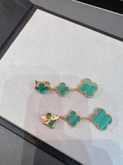 [Luna Brilliance]CLOVER MALACHITE 3 MOTIFS GOLD