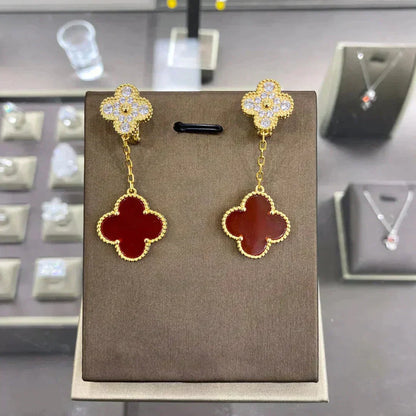 [Luna Brilliance]CLOVER  2 MOTIFS  DIAMOND  EARRINGS (MULTIPLE CHOICESç´