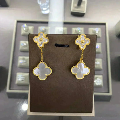 [Luna Brilliance]CLOVER  2 MOTIFS  DIAMOND  EARRINGS (MULTIPLE CHOICESç´