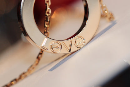 [Luna Brilliance]LOVE NECKLACE 16MM 6 DIAMONDS PINK GOLD