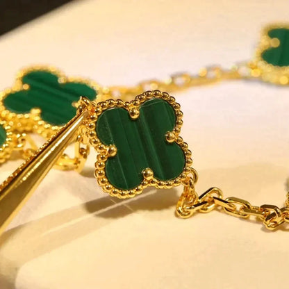 [Luna Brilliance]CLOVER 5 MOTIF MALACHITE BRACELET COLLECTION