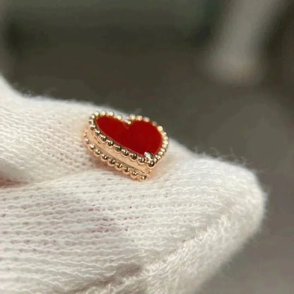 [Luna Brilliance]HEART CARNELIAN STUD EARRINGS