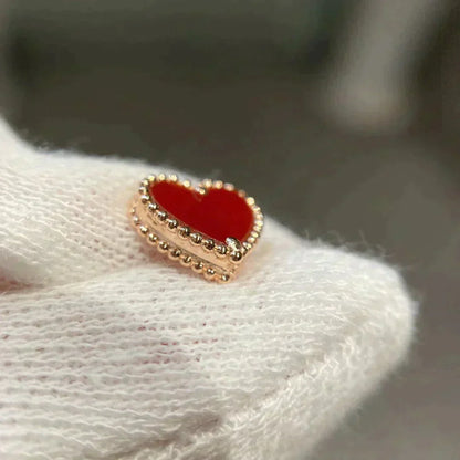 [Luna Brilliance]HEART CARNELIAN STUD EARRINGS
