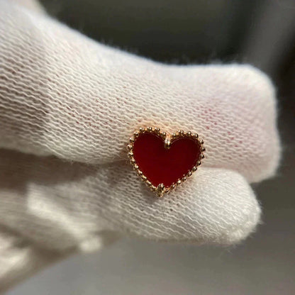 [Luna Brilliance]HEART CARNELIAN STUD EARRINGS