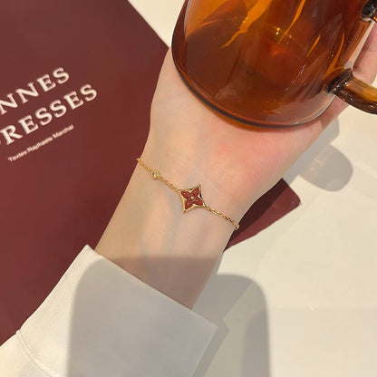 [Luna Brilliance]COLOR STAR CARNELIAN PINK GOLD DIAMOND BRACELET
