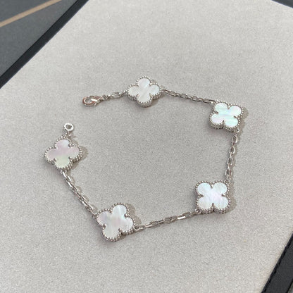[Luna Brilliance]CLOVER WHITE PEARL MOP 5 MOTIF BRACELET COLLECTION