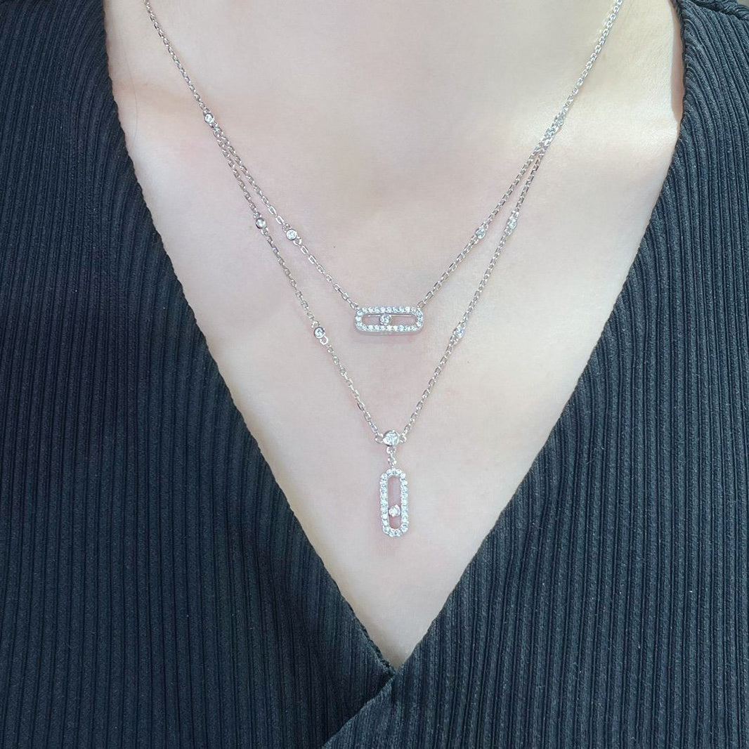 [Luna Brilliance]MOVE 2 ROW DIAMOND NECKLACE