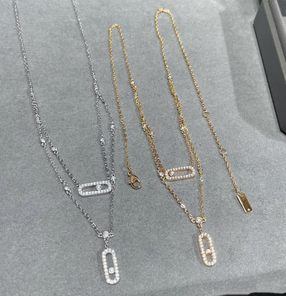 [Luna Brilliance]MOVE 2 ROW DIAMOND NECKLACE