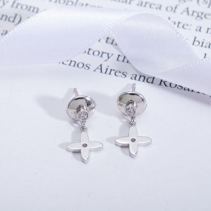 [Luna Brilliance]VIDYLLE SILVER DIAMOND MINI DROP EARRINGS