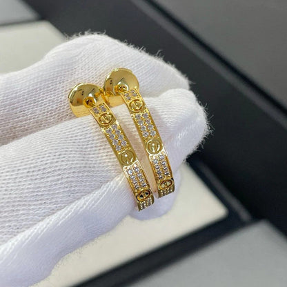 [Luna Brilliance]LOVE EARRINGS 3.6MM DIAMOND PAVED