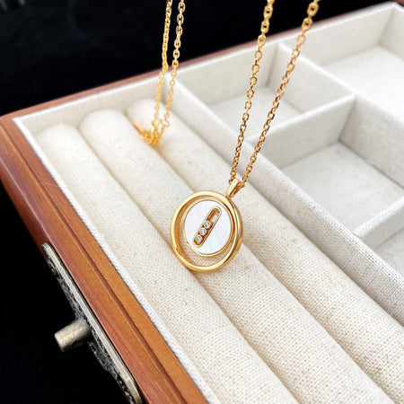 [Luna Brilliance]LUCKY MOVE MOP PINK GOLD NECKLACE