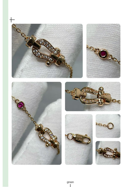 [Luna Brilliance]FORCE 10 DIAMOND CHAIN LINK PINK GOLD BRACELET