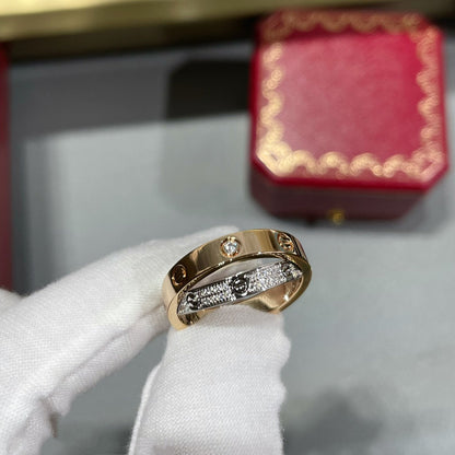 [Luna Brilliance]LOVE PINK GOLD SILVER DIAMOND DOUBLE RING
