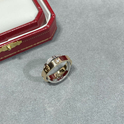 [Luna Brilliance]LOVE PINK GOLD SILVER DIAMOND DOUBLE RING