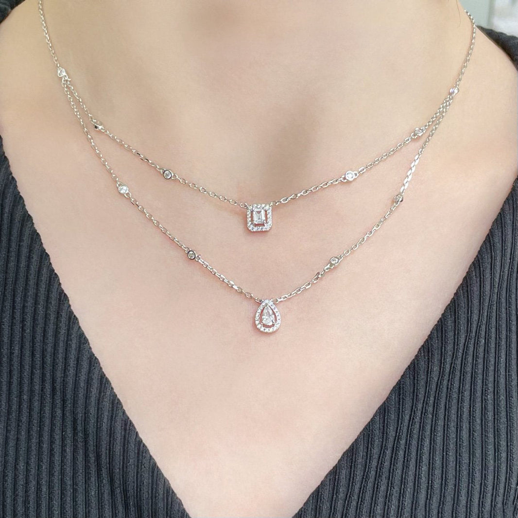 [Luna Brilliance]MY TWIN 2 ROW DIAMOND NECKLACE