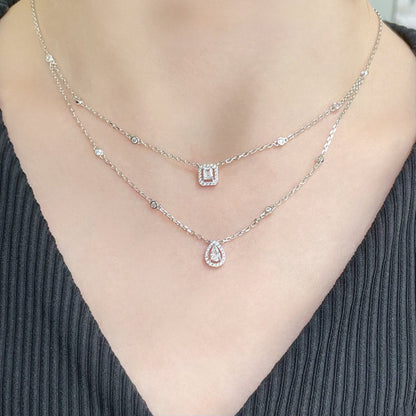 [Luna Brilliance]MY TWIN 2 ROW DIAMOND NECKLACE