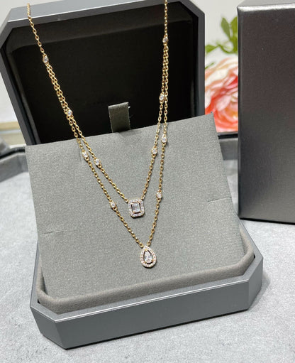 [Luna Brilliance]MY TWIN 2 ROW DIAMOND NECKLACE