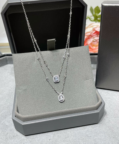 [Luna Brilliance]MY TWIN 2 ROW DIAMOND NECKLACE