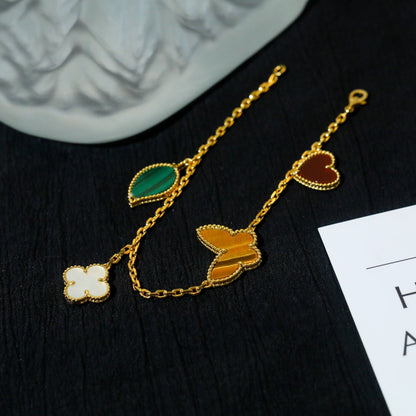 [Luna Brilliance]LUCKY SPRING 5 MOTIF GOLD BRACELET