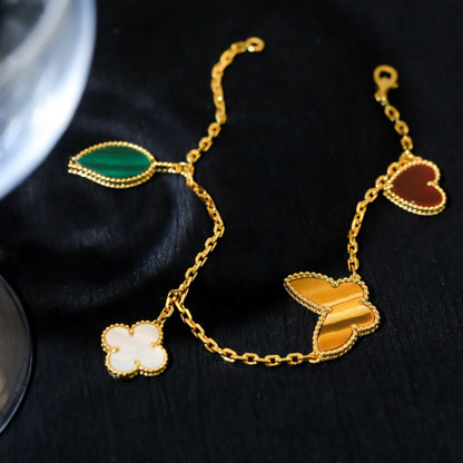 [Luna Brilliance]LUCKY SPRING 5 MOTIF GOLD BRACELET
