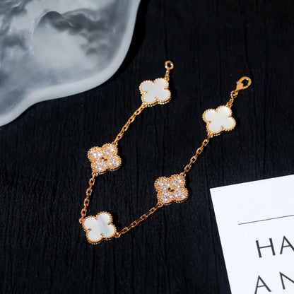[Luna Brilliance]CLOVER WHITE PEARL MOP 5 MOTIF BRACELET COLLECTION