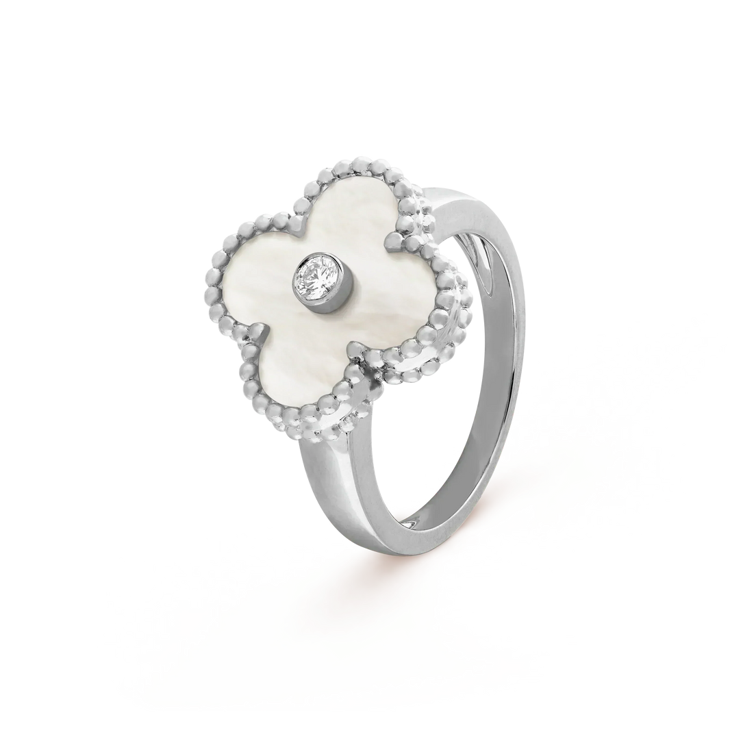 [LORA]CLOVER SILVER MOP DIAMOND RING