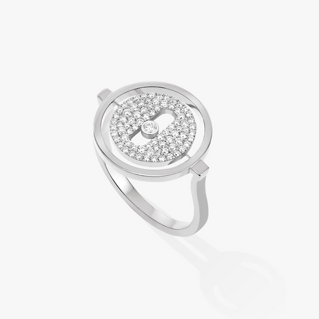 [Luna Brilliance]LUCKY MOVE PAVED SILVER DIAMOND RING