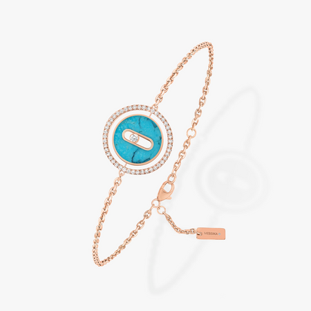[Luna Brilliance]LUCKY MOVE TURQUOISE PINK GOLD DIAMOND BRACELET