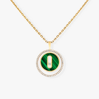 [Luna Brilliance]LUCKY MOVE 1 DIAMOND MALACHITE GOLD DIAMOND NECKLACE