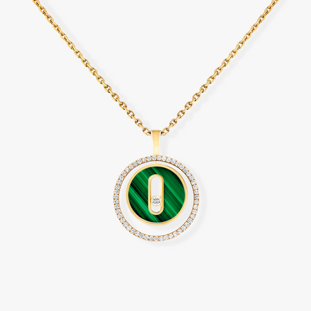 [Luna Brilliance]LUCKY MOVE 1 DIAMOND MALACHITE GOLD DIAMOND NECKLACE