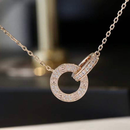 [Luna Brilliance]LOVE  FULL DIAMOND PENDANT NECKLACE