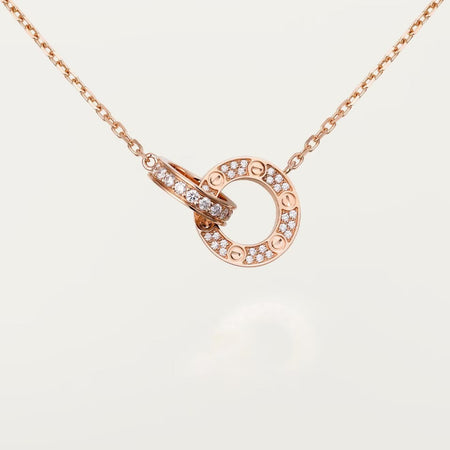[Luna Brilliance]LOVE  FULL DIAMOND PENDANT NECKLACE