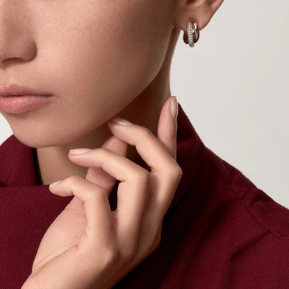 [Luna Brilliance]TRINITY HALF DIAMOND  CLASSIC EARRINGS