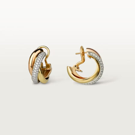 [Luna Brilliance]TRINITY HALF DIAMOND  CLASSIC EARRINGS