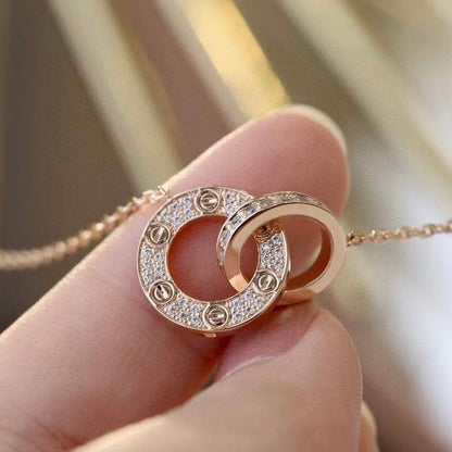 [Luna Brilliance]LOVE  FULL DIAMOND PENDANT NECKLACE