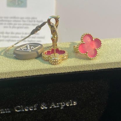[Luna Brilliance]NEW CLOVER 1 MOTIF PINK ENAMEL STUD EARRINGS