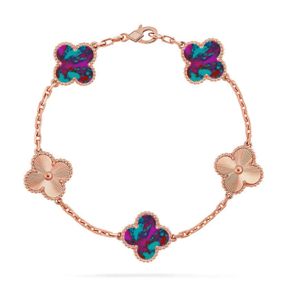 [Luna Brilliance]CLOVER 5 MOTIF COLOR GEMSTONES BRACELET COLLECTION