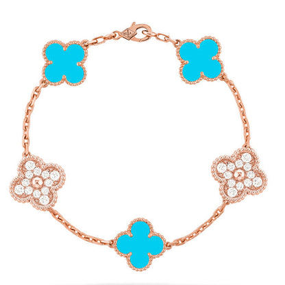 [Luna Brilliance]CLOVER 5 MOTIF TURQUOISE BRACELET COLLECTION