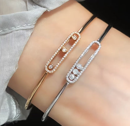 [Luna Brilliance]Move Pavé Diamond Bangle Bracelet M