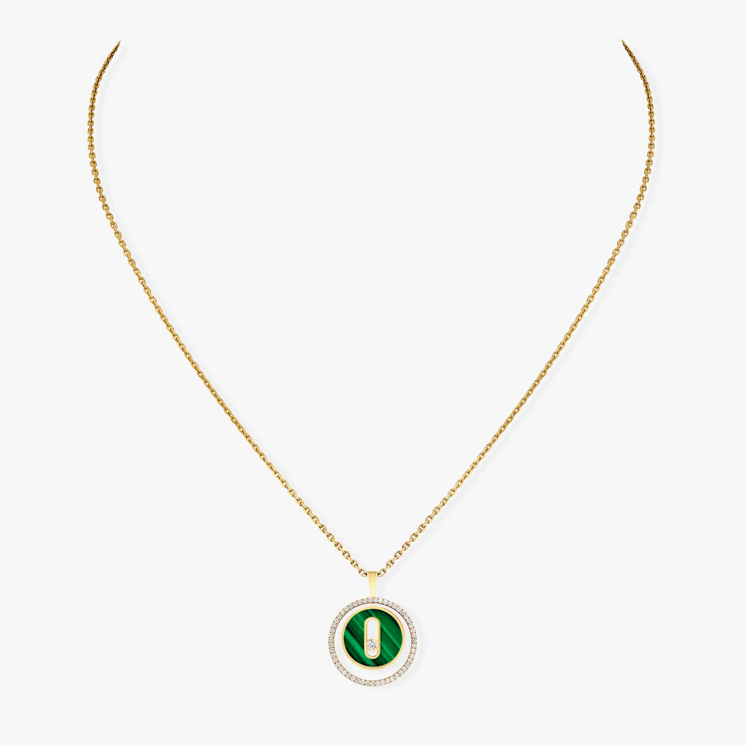 [Luna Brilliance]LUCKY MOVE 1 DIAMOND MALACHITE GOLD DIAMOND NECKLACE